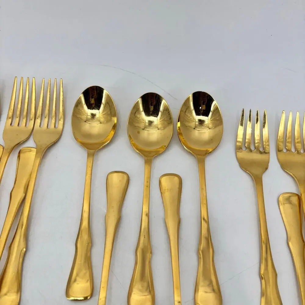 Northland Stainless Gold Spoons Forks Japan 18 Pcs Cottagecore
